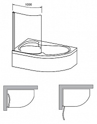 Шторка на ванну Ravak Rosa CVSK1 160/170 L Transparent, профиль сатин