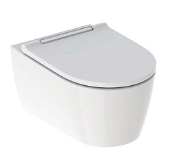 Подвесной унитаз Geberit ONE, закрытая форма, TurboFlush, с сиденьем, хром 500.202.01.1