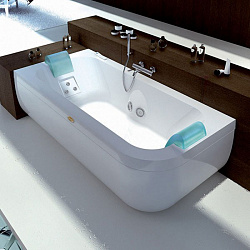 Jacuzzi Aquasoul Double R+C Ванна, пристенная, 190x90x57см, гидромассажная, Dx, с панелями, цвет: белый-хром