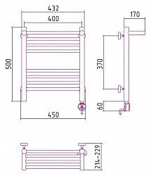 Полотенцесушитель электрический Сунержа Богема 00-0507-5040 50x40 с полкой R