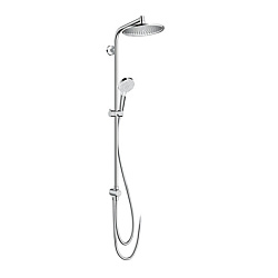 HG Crometta S Душевая система Showerpipe: верх.душ 240 1jet, ручн.душ, шланг, EcoSmart, цвет: белый/хром1957