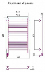 Полотенцесушитель электрический Сунержа Богема 00-0505-8050 80x50 R