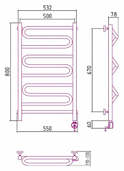 Полотенцесушитель электрический Сунержа Элегия 80x50 R