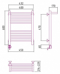 Полотенцесушитель электрический Сунержа Богема 00-0506-6040 60x40 с полкой L