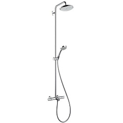 HG Croma Душевая система Showerpipe: верхний душ 220 1jet, ручной душ, термостат для ванны, штанга для душа, держатель, излив 186мм, цвет: хром1955