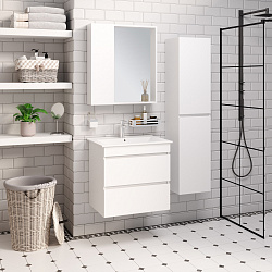 Комплект мебели для ванной Руно Runo Манхэттен 65 /белый/ подвесной с умывальником Оскар 65