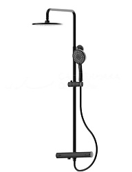 Душевая стойка Arrow AG3318MB  с термостатом с верхним 226мм и ручным душем, черный матовый