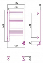 Полотенцесушитель электрический Сунержа Богема 00-0505-6030 60x30 R