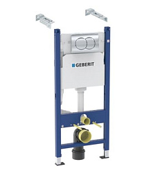 Инсталляция Geberit Duofix для подвесного унитаза, 112 см, со смывным бачком Delta 12 см, смывная клавиша Delta01, крепёж к стене, Хром 458.149.21.1