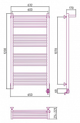 Полотенцесушитель электрический Сунержа Богема 00-0507-1260 120x60 с полкой R