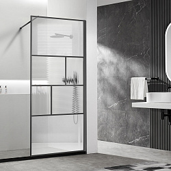 Душевая перегородка Волк-Ин (Walk-In) VSW-1HC800CFGM, 800*2000, вороненая сталь, стекло прозрачное/рифленое