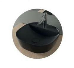 Раковина накладная овальная, с полочкой для смесителя 405x405x120 мм SPIN 40 CG.23596 матовый черный