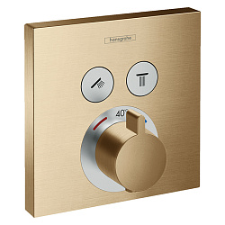 HG ShowerSelect  Встраиваемый термостат для душа, 2 источника с кнопками вкл/выкл (внешняя часть), цвет: шлифованная бронза1989