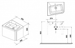 Тумба с раковиной Ravak SD 10° 55 темный орех L