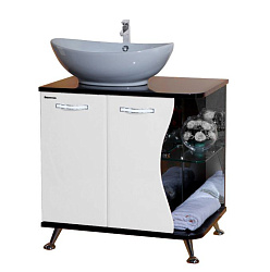 Рио-70 тумба прямая комбин. черная/белое лев.