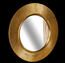 Зеркало Shine круглое ПУ золото с подсветкой