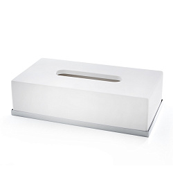 3SC Mood Deluxe White Контейнер для бумажных салфеток, 24х7х13 см, прямоугольный, настольный, цвет: белый матовый/хром (ПО ЗАПРОСУ)2204