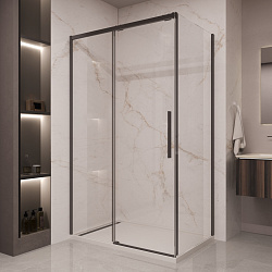 Душевой уголок Стелла (Stella) VSR-1ST9014CLB, 1400*900, черный, стекло прозрачное