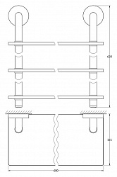 Полка Ellux Elegance ELE 043 3-х ярусная, 60 см