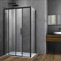 Душевой уголок Софт (Soft) VSR-3SO9012CLB, 1200*900, черный, стекло прозрачное