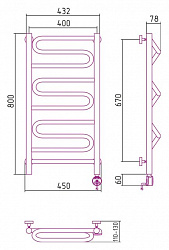 Полотенцесушитель электрический Сунержа Элегия 80x40 R