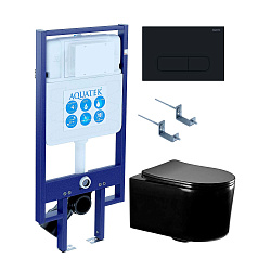 SET AQUATEK МИЯ-MB-017 4в1 (рама AQUATEK Standard INS-0000020+ крепеж KKI-0000002+клавиша KDI-0000017+унитаз AQ2004-MB с тонким сиденьем soft-close
