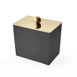 3SC Mood Black Баночка универсальная, 10х10х7 см, с крышкой, настольная, цвет: чёрный матовый/золото 24к. (ПО ЗАПРОСУ)2203