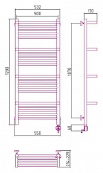 Полотенцесушитель электрический Сунержа Богема 00-0509-1250 120x50 с 4 полками R