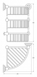 Полка 3SC Stilmar STI 609 угловая, 3-х ярусная, античная медь