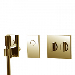 Carlo Frattini Switch Смеситель для душа встраиваемый, термостатический, на 2 положен, ручной душ и черный шланг 1500мм, внешн часть, цвет: золото