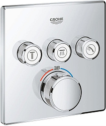 Grohtherm SmartControl Внешняя часть термостатического смесителя на 3 выхода, хром 29126000