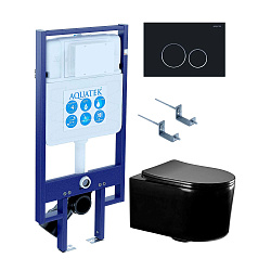 SET AQUATEK МИЯ-MB-020 4в1 (рама AQUATEK Standard INS-0000020+ крепеж KKI-0000002+клавиша KDI-0000020+унитаз AQ2004-MB с тонким сиденьем soft-close