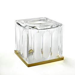3SC MONTBLANC Контейнер для салфеток, 13х13хh15 см, настольный, цвет: прозрачный хрусталь/золото 24к. Lucido2202