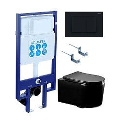 SET AQUATEK МИЯ-MB-012 4в1 (рама AQUATEK Standard INS-0000020+ крепеж KKI-0000002+клавиша KDI-0000012+унитаз AQ2004-MB с тонким сиденьем soft-close