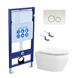 SET AQUATEK ЛЕЯ-015 4в1 (рама AQUATEK Standard INS-0000012+крепеж KKI-0000002+клавиша KDI-0000015+унитаз ЛЕЯ AQ1199-00 с тонким сиденьем soft-close)