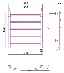 Полотенцесушитель электрический Сунержа Галант 60x60 R