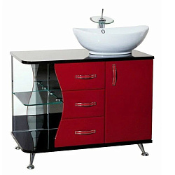 Рио-90 тумба с 3 ящ. комбин. черная/красная прав.