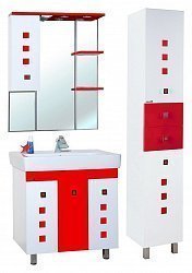 Зеркало-шкаф Bellezza Натали 80 L белый с красным