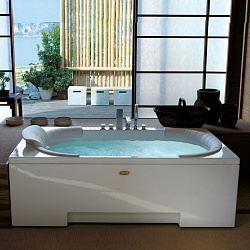 Jacuzzi J-Sha Mi Ванна пристенная, 180x90x60 см Dx, гидромассажная, смеситель Aura, передняя панель и одна боковая