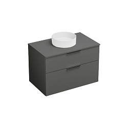 BURGBAD Eqio Комплект мебели 90х55х60 см, с керамич. умывальником круглым по центру, цвет белый, без отв под смеситель, ручки GO252, цвет мебели F20102265