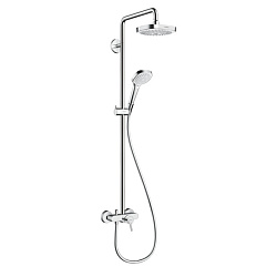 HG Croma Select E Душевая система Showerpipe: верх.душ 180 2jet, ручн.душ, шланг, смеситель для душа, цвет: белый/хром1956