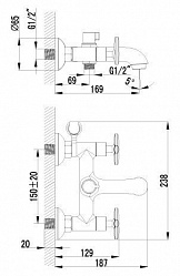 Смеситель Lemark plus Spirit LM1912C для ванны с душем