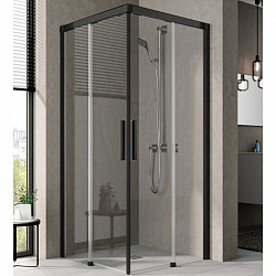 Kermi Душевой угол NICA 88x88x200см., с доводчиком, цвет: черный матовый