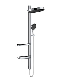 HG Showerpipe Душевая система 1jet (верхний душ, штанга, ручной душ, полочки), цвет: хром1954