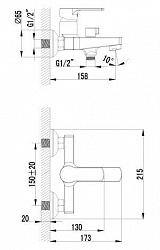 Смеситель Lemark plus Grace LM1512C для ванны с душем