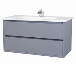 Лоренцо-100 тумба подвесная с 2 ящ., серебро (ПВХ)