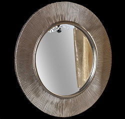 Зеркало Shine круглое ПУ серебро с подсветкой