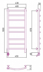 Полотенцесушитель электрический Сунержа Галант 100x40 L