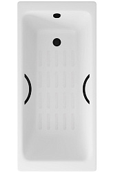 Ванна чугунная Delice Parallel 170х80 с черными матовыми ручками и антискользящим покрытием DLR220502RB-AS