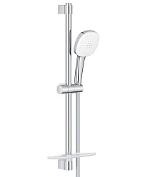 Tempesta Cube 110 Душевой гарнитур, 2 реж струи, душ штанга 600 мм, шланг 1750 мм, полочка, max расход 7,4 л/мин, хром 26907003